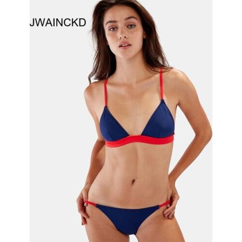 JWAINCKD New 2019 Women Bikini Set Bandage Swimwear Solid Patchwork Swimsuit Brazilian Bathing Suit Female Beachwear Biquini