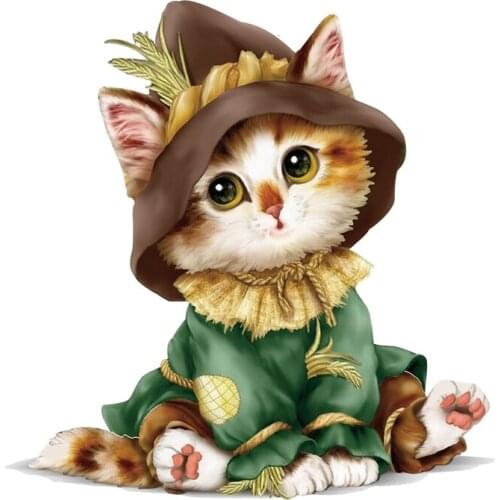 Kawaii Cat Princess Oil Painting Iron-On Heat Transfers Cartoon Ironing Stickers Stripe On Clothes Iron On Patches For T-shirt