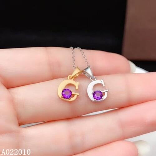 KJJEAXCMY Fine Jewelry 925 Sterling Silver inlaid gemstone Amethyst Female Pendant Necklace noble hot selling
