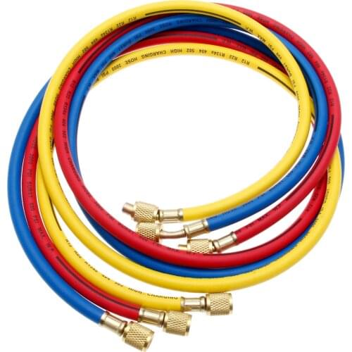3PCS 60" 1/4" SAE Female Shut-off Valve Hose Kit For HVAC Air Condition Refrigerant R134A R12 R22 R502 with strong connectors