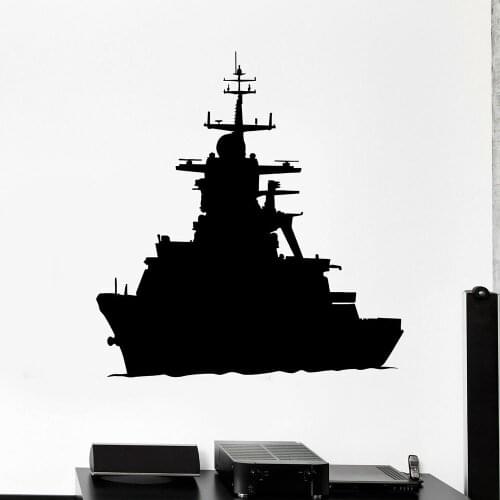 Ship Silhouette Wall Decal Nautical Marine Warship Ocean Sea Theme Bedroom Bathroom Nursery Home Decor Art Vinyl Stickers E170