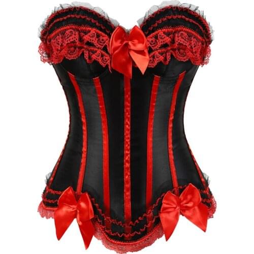 Corsets and Bustiers Women Sexy Plus Size Classic Striped Waist Shape Zip Corsetto with Lacing Bridal Clubwear Carnival Party