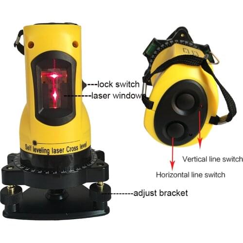 Laser level meter 360 degree self leveling 2 lines 1 point horizontal vertical laser levels 635nm outdoor mode tripod