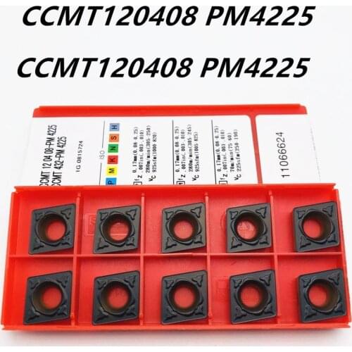 10PCS high-quality turning tool CCMT120408 PM4225 hard alloy blade CCMT120408 machine tool accessories lathe tool blade