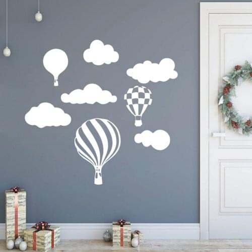 Baby Bedroom Wall Sticker Hot Air Balloon Vinyl Wall Decal Nursery Decoration Balloon With Clounds Wall Art Murals AZ766