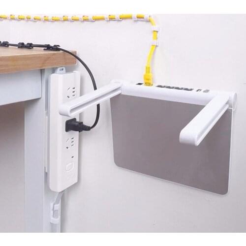 5Pcs/Pack Socket&Router Cable Organiser Punch-Free Wall Fixing Tools Can Move Plastic Chute Self-Adhesive Fixed Card Slot