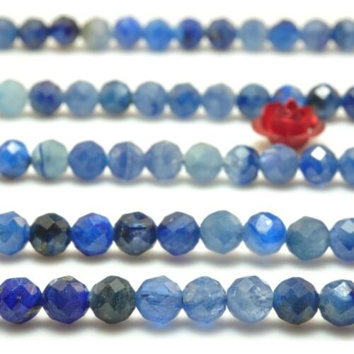 Natural Blue Kyanite Faceted Round Loose Beads Wholesale Gemstone Semi Precious Stone Bracelet Necklace Diy Jewelry Making