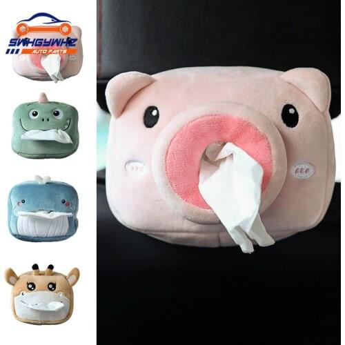NEW Car Tissue Holder Creative Paper Napkin Case Cute Soft Plush Animals Tissue Box Napkin Holder Car Paper Boxes For Car Seat