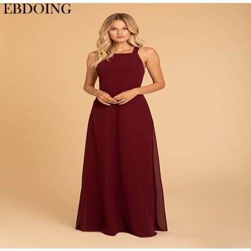 Newest Bridesmaid Dresses A-line Robe De Soiree Floor-length Boat Neck Neckline Sleeveless Sexy Back Wedding Party Dresses