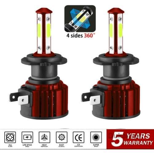 NEW 4 Sides COB H7 LED Headlight Bulb 9005 HB3 9006 HB4 H8 H11 LED 360 Degree 3D 15000LM Car Fog Lights Automobiles Lamp Auto H7