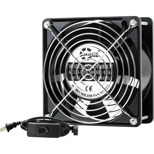 SXDOOL AC 110V 115V 120V 120mm 12cm Cooling Fan with Switch Power Cord,for Grow Tent GreenHouse DIY Cooling Ventilation Exhaust
