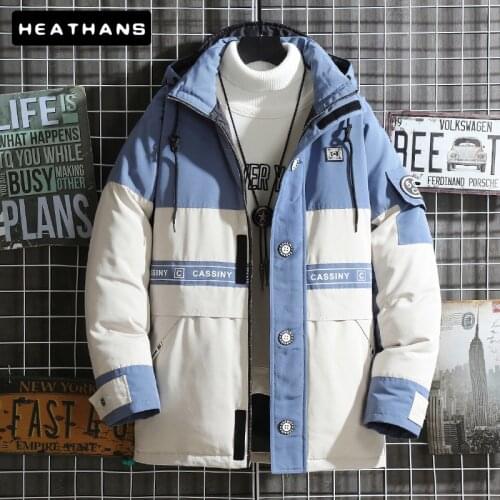 Cargo Down Jacket Mens Winter Windproof Thick Warm Couple White Duck Down Parka Men Casual Patchwork Hooded Coat Male Clothing