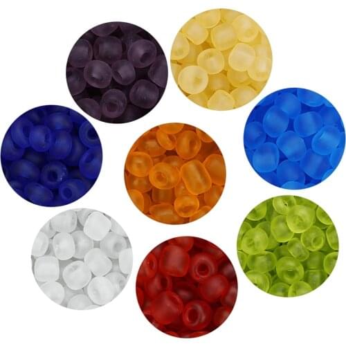 SAUVOO 750pcs/pack Candy Colors Frosted Glass Seed Beads 4mm Bulk Handmade Beads Glass for DIY Women Jewelry Findings F7549