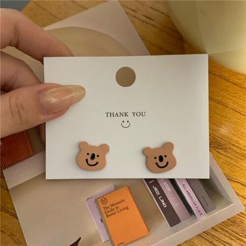 2021 New Korean Version Fun Cute Smiling Small Bear Earrings Girl Sweet Simple Party Earrings Ear Clips For Women Girls Jewelry