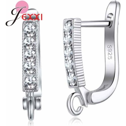New Design 925 Sterling Silver Women Hoop Earrings Components Cubic Zircon Handmake DIY Jewelry Findings