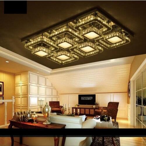 Modern simple living room bedroom square led ceiling lamp stainless steel wire cut led crystal lamp creative lamps led lighting