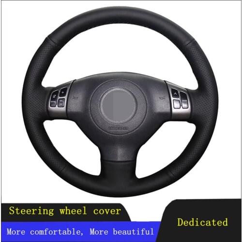 DIY Car Steering Wheel Cover Black Hand-stitched Genuine Leather For Suzuki SX4 Alto Swift Splash Opel Agila Vauxhall Agila 2007