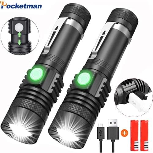 12000LM LED Torch Powerful Flashlight USB linterna led torch T6/L2/V6 Power Tips Zoomable Bicycle Light 18650 Rechargeable