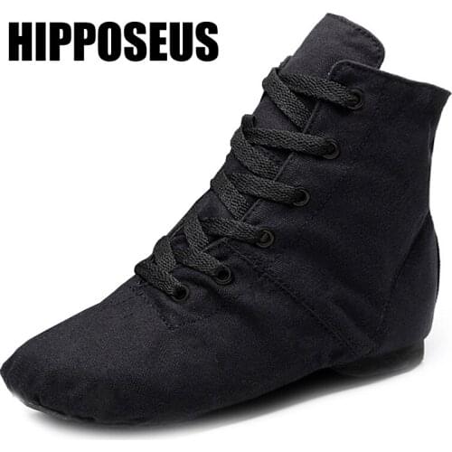HIPPOSEUS Dance Shoes Women Jazz Boots Canvas Latin Modern Tango Salsa Dance Sneakers Mens Sports Soft Jazz Boots Dancing Shoes
