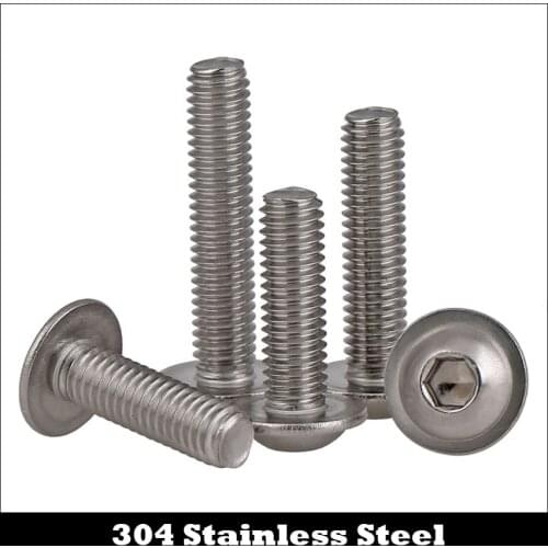 M6 M6*10/12/16/20/25/30 M6x10/12/16/20/25/30 304 Stainless Steel Hex Hexagon Socket Round Button Head Assembly Screw With Washer