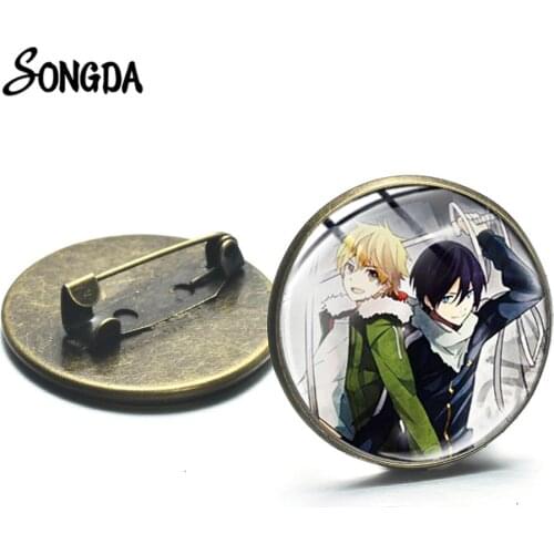 Japan Anime Noragami Aragoto Yato Brooch Fashion 3D Printed Glass Cabochon Lapel Pin Button Badges Handicraft Decorative Jewelry