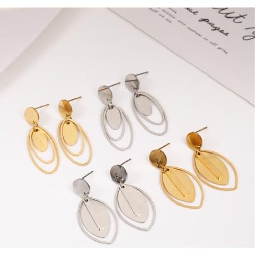 OUFEI Stainless Steel Jewelry For Woman Charm Drop Earrings Female Minimalist Earrings Set Wholesale Free Shipping