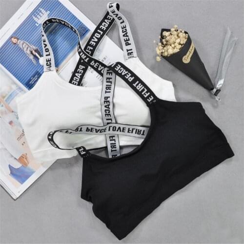 Women Push Up Sports Bra Sport Bra Fitness Top Letters Yoga Bra For Cup A-D Black White Running Yoga Gym Fitness Crop Top