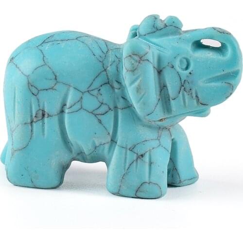 1.8-2 Inch Turquoise Elephant Figurine Hand Carved Natural Stone Mini Animals Figurines For Home Chakra Healing Decor specimen