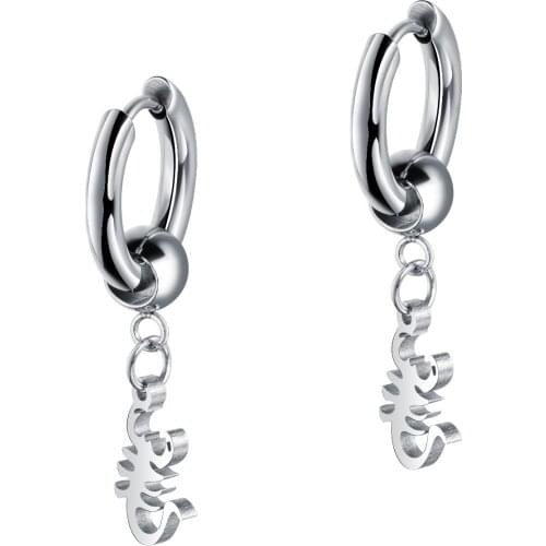 1 Pair Punk Stainless Steel Hoop Earrings for Women Men Scorpion Pendant Circle Piercing Clip Ear Jewelry Gift