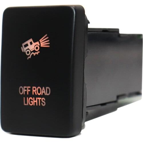 12V Off Road Lights PushButton Switch ON-Off Switch Orange LED Lights with Connector Wire for Toyota Rav4 Prado 150/200 Series