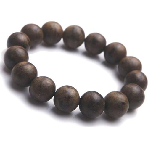 16mm Natural Agilawood Aloeswood Wood Big Round Bead Powerful Stretch Bracelets For Women And Men Drop Shipping