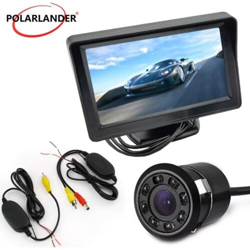 4.3 Inch TFT LCD wireless Car Monitor 2 video input display with CCD Rearview revesing Camera parking sensor Radar kit