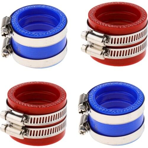 4-Pack 32mm/34mm PWK OKO KOSO Carburetor Carb Intake Manifold Joint Boot for Yamaha [Red + BLue]