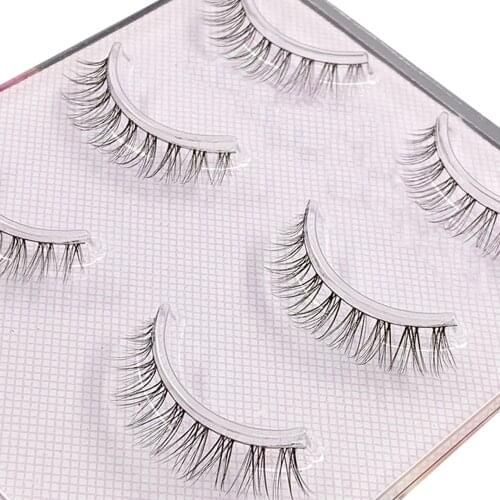 4D Cotton Thread Natural False Eyelashes Handmade Soft Transparent Stem Eyelashes Daily Nude Makeup Simulation Realistic Lashes