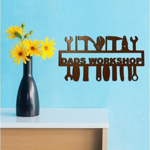 ABZS Stainless Steel Workshop Pendant Dad Workshop Wall Hanging Decor Fathers Day Gift for Workshop Maintenance Room Decor