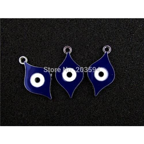 AE462 Mix Color 100Pcs Alloy Metal Enamel Evil Eye Charms Pendants 34x19mm bead