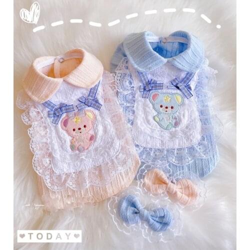 Free Shipping Handmade Dog Clothes Shirt 4 Colors Ruffle Sleeve Lace Rabbit Bear Princess Outfit Pet Cat Poodle Yorkie