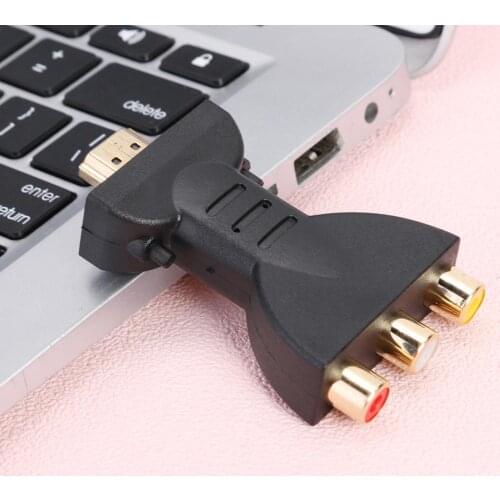 AV Digital Signal HDMI-compatible to 3 RCA Male to Female Audio Adapter Component Converter Support 720p 1080p Digital Signals