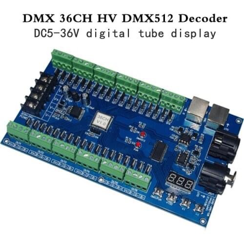 Digital tube Display 36CH DMX512 Decoder controller, DC5~36V MAX 3A XRL 3pin controller,RGB controller