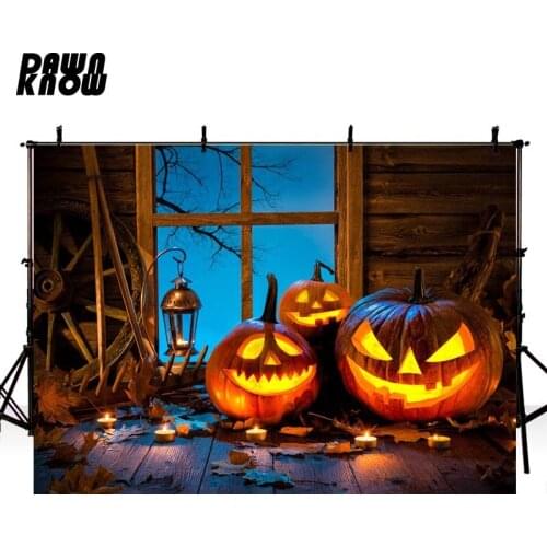 DAWNKNOW Happy Halloween Party Photography Background Oil Lamp Pumpkin Lantern Backdrop Children Photo Studio Customize G822