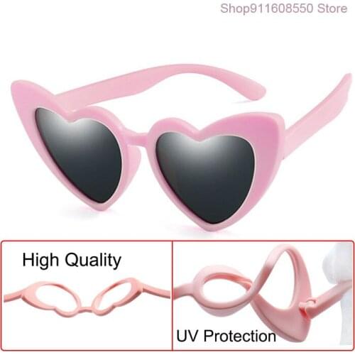 GOZLUGU New Kids Polarized Sunglasses Children Heart Sun Glasses Girls Boys Silicone UV400 Child Mirror Baby Eyewear Gafas TR90