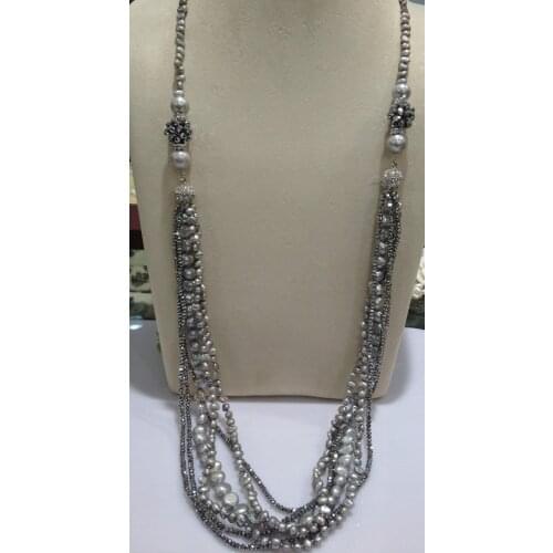 Long Freshwater Pearl Necklace Bracelet Gift (earring) Pearl Crystal Necklace A Variety Of Different Method Of Wear Fashion