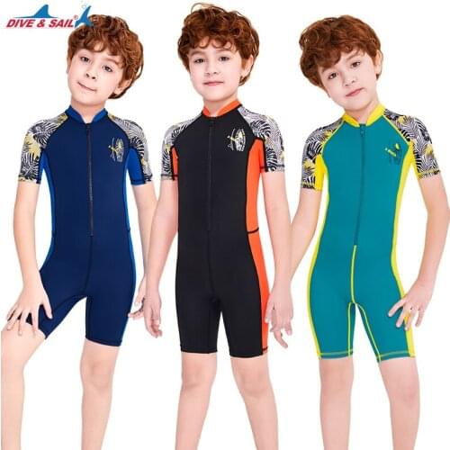 Wetsuit Skin One Piece Swimsuit Kids Shorty Lycra UPF 50+ for Girls Boys Youth Teen Toddler Child, Children Rash Guard Sunsuit