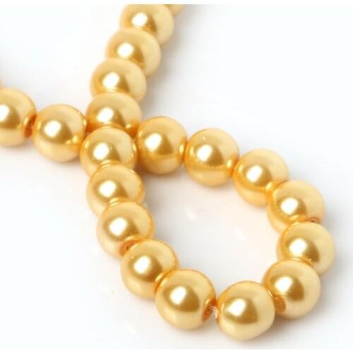 Hot 4mm 6mm 8mm 10mm Light Yellow Round Ball Loose Glass Pearl Spacer Beads For Fashion Necklace Bracelet Jewelry DIY