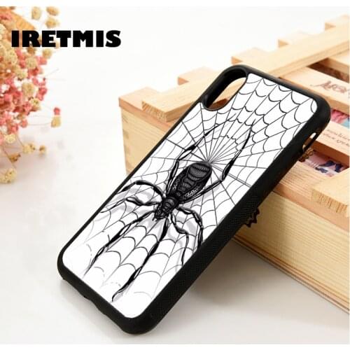 Iretmis 5 5S SE 6 6S TPU Silicone phone case cover for iPhone 7 8 plus X Xs 11 Pro Max XR Spider pattern black widow spiders web