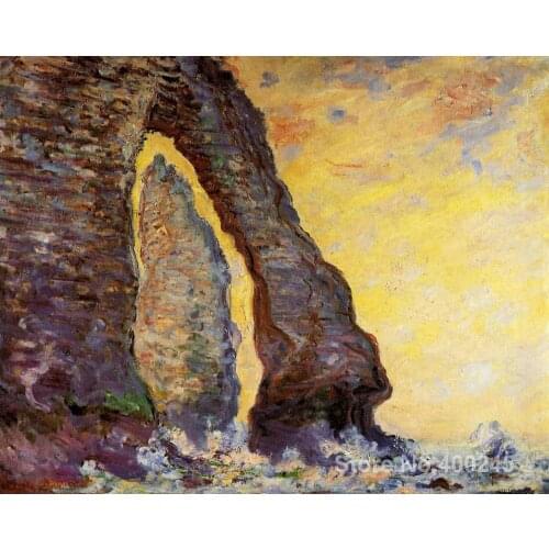Canvas Art online Claude Monet Paintings The Rock Needle Seen through the Porte d Aval High quality Hand painted