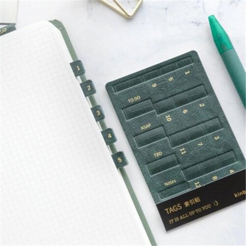 PU Leather Index Stickers Self Adhesive Time Label Tag for Diary Agenda Planner Organizer Office School Bookmark Stationery
