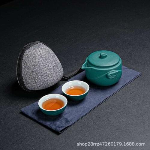 Ceramic Kung Fu Tea Set One Pot Two Cups China Creative Portable Car Travel Tea Set Yerba Companion Cup Teapot Ceramic Cup