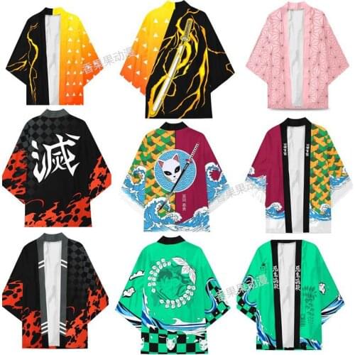 Demon Slayer Blade Kimono New Anime Surrounding Kimono Jacket Bathrobe Two-dimensional Cloak Pajamas Role-playing Props