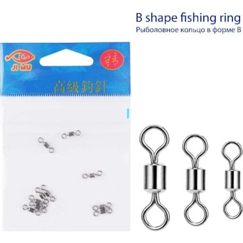 20 pcs/lot Stainless Steel B Shape Ring High Quality Fishing Tool Swivels Connectors for Crucian Carp Fishing Tackle Accessories
